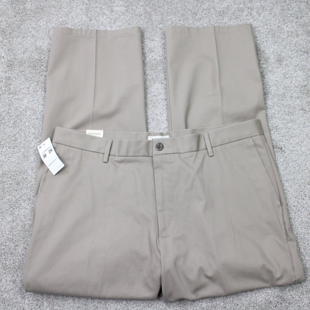 Dockers Chino Pants NWT Men 38x29 Beige Best Pressed Classic Fit Signature Khaki